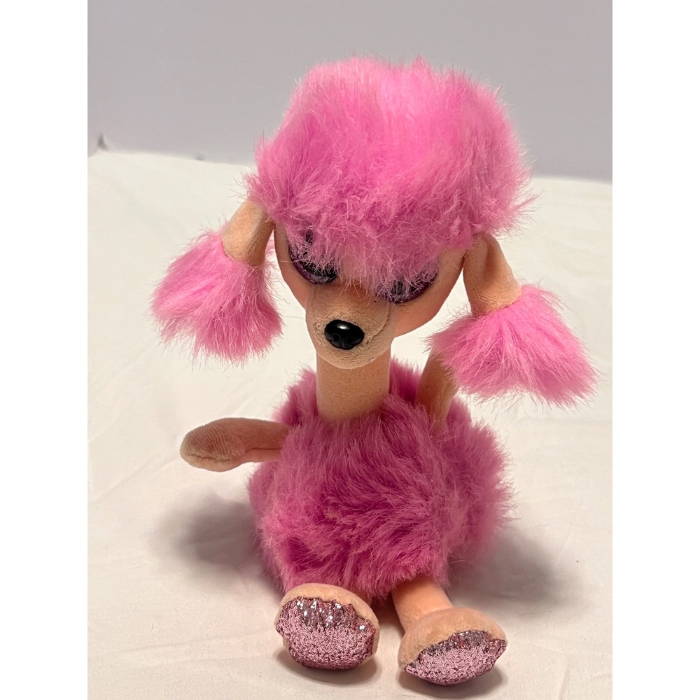 Ty Beanie Boos Camilla Pink Poodle Plush Glitter Paws Large Eyes 8.5 Inch Dog
